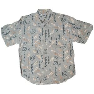 Vintage Bugle Boy Company Men XL Abstract Print Short Sleeve Button Up Shirt (C)